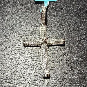 925 Sterling Silver Moissanite Cross Pendant! .64CTW VVSD Color